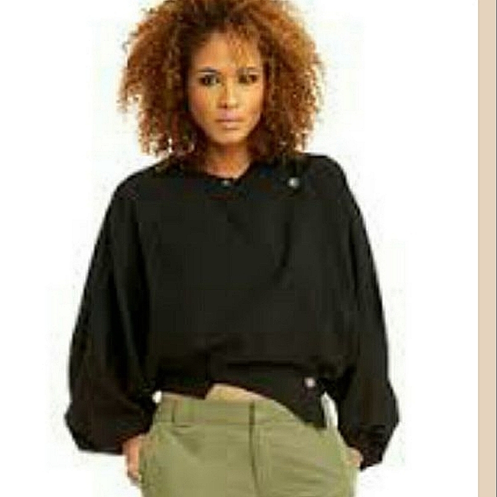 Rachel Rachel Roy Batwing Jacket Asymmetric Moto Flowy Layered Size XS Black